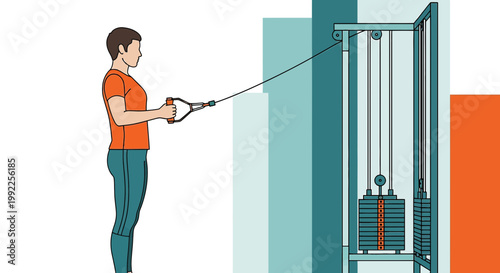 Person doing cable crossover exercise at gym, fitness and strength training