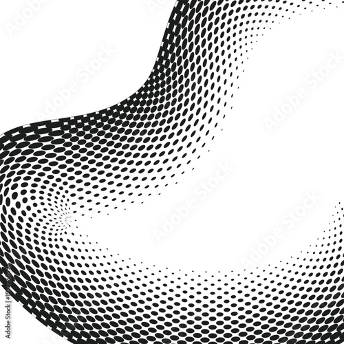 Abstract Dynamic Halftone Dot Wave Pattern with Perspective Gradient Flow