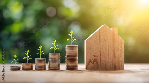 This image is a stock photograph illustrating a real estate investment or mortgage savings concept