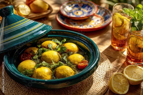 Fresh Moroccan Lemon Tagine on Rustic Counter