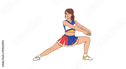 Dynamic Cheerleader Performing Athletic Stretch Pose in Action