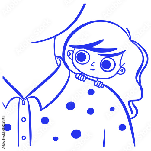 Girl Parent Shoulder Doodle Illustration