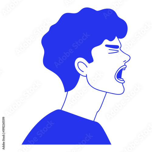 Person Pain Profile Doodle Illustration