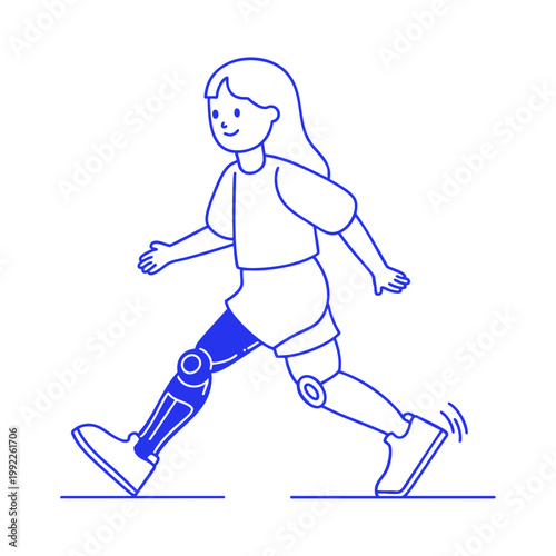 Woman Leg Prothesis Doodle Illustration