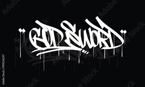 GOD SWORD graffiti tag style design