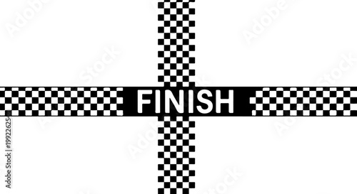 Racing finish line, checkered flag vector, black and white sport icon, finish line symbol