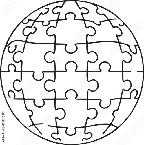 globe puzzle vector illustration