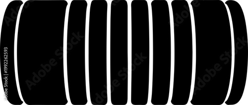 Black, white, cylindrical shapes, geometric forms, abstract elements, vector graphics