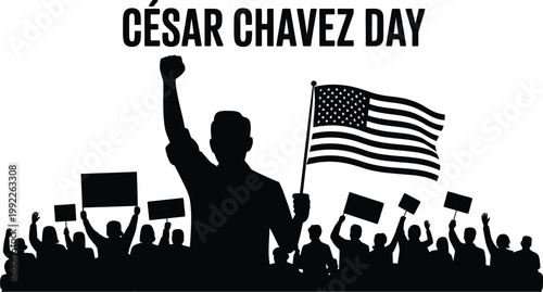 Cesar Chavez Day celebration concept design, honoring labor rights and civil activism, festive awareness poster style vector illustration.