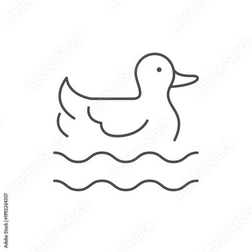 Duck in water line icon