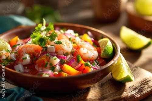 Ecuadorian shrimp ceviche with fresh ingredients