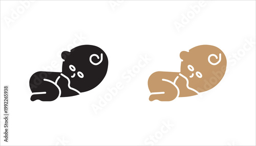Baby Kid Child Happy and sleep Minimalistic Line Stroke Icon set,  Pictogram Symbol, vector illustration on white background