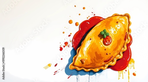 empanadas food pastry Latin cuisine street close up on plate homemade crispy baked fried