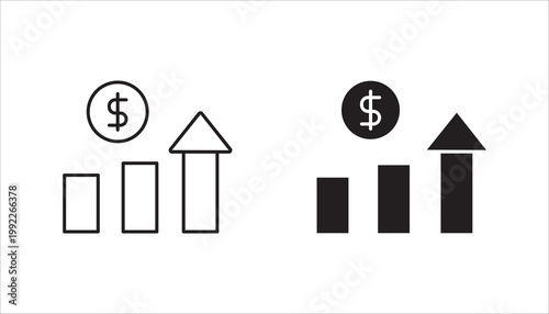 increase money growth icon set,  progress marketing, Increasing revenue icon vector, increase benefit icon. vector illustration on white background
