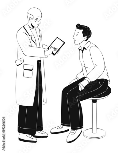Senior doctor explaining medical test results to patient during checkup