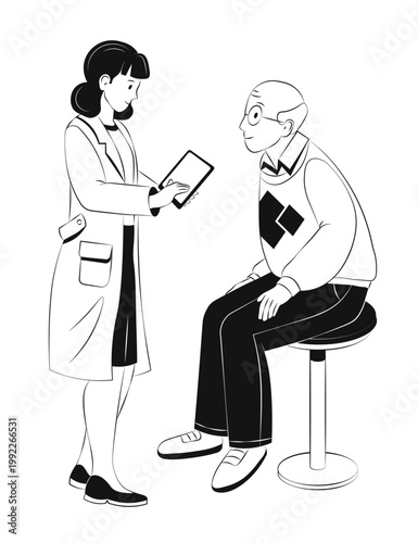 Female doctor explaining medical test results to senior patient during checkup
