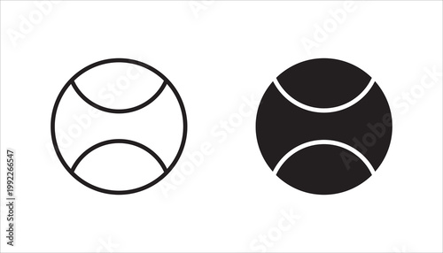 tennis ball icon set,  vector illustration template on white background. color editable