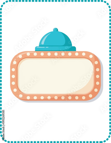 Retro style empty signboard with border and dome on top.