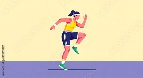 Fit Woman Exercising: High Knees Cardio Workout, Dynamic Movement, Healthy Lifestyle