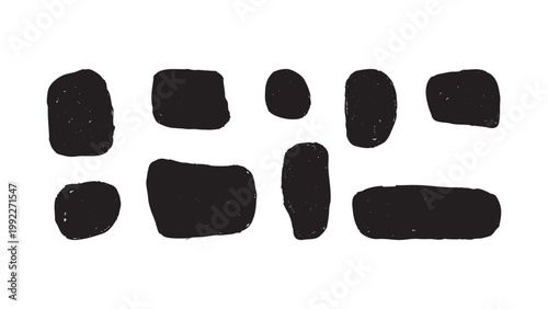 Minimalist Hand Drawn Black Ink Blots and Organic Shapes Set
