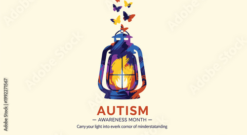 Autism Awareness Month, autism symbol, puzzle piece, colorful birds, lightbulb