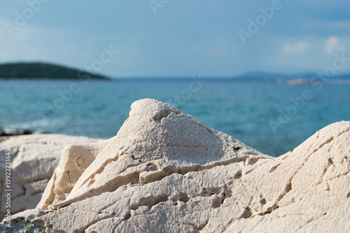 Eroded Coastal Rocks by the Sea – Natural Limestone Formation