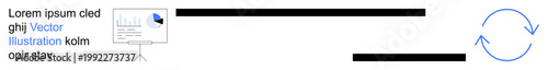 Business strategy, process cycle, data analysis, workflow management, corporate training, project planning. A graph on a flipchart with circular arrows. Business strategy and process cycle concept