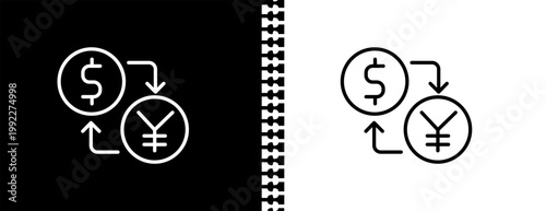 currency exchange UI outline icon in black and white mode - business collection. 