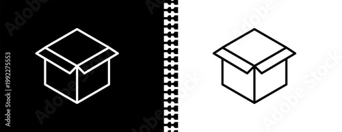 empty box UI outline icon in black and white mode - business collection. 
