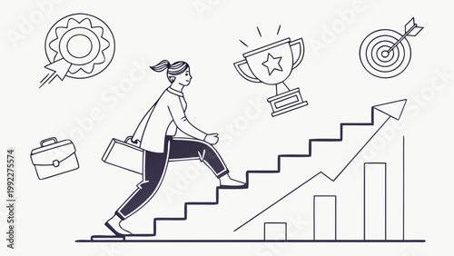 Career Growth and Progress Staircase Concept Flat Vector Design