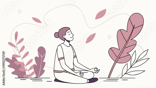 Peaceful Meditation Pose Wellness Vector Art