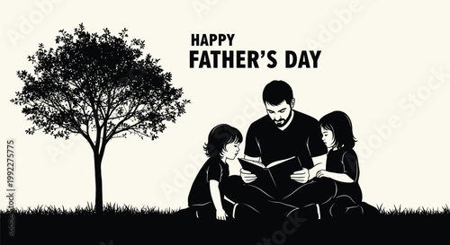 Happy father's day silhouette of a loving family celebrating together outdoors