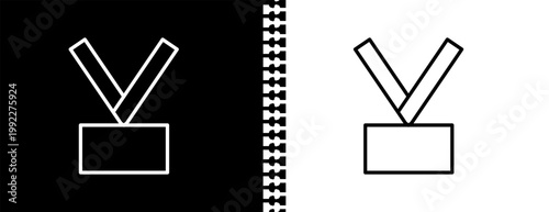 lanyard UI outline icon in black and white mode - business collection. 