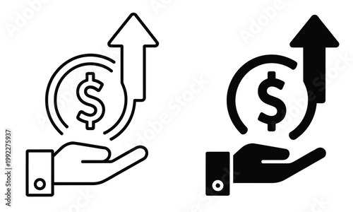 Profitability icon set featuring profit margin symbols, sales increase indicators, business growth graphs, revenue and profit concept elements, and modern minimalist
