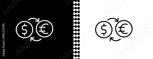 money convert UI outline icon in black and white mode - business collection. 