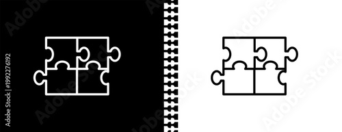 Foto puzzle game piece UI outline icon in black and white mode - business collection