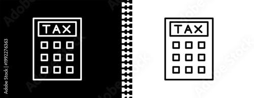 tax calculate UI outline icon in black and white mode - business collection. 