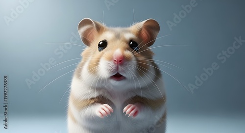 Adorable Fluffy Hamster Portrait with Surprised Expression