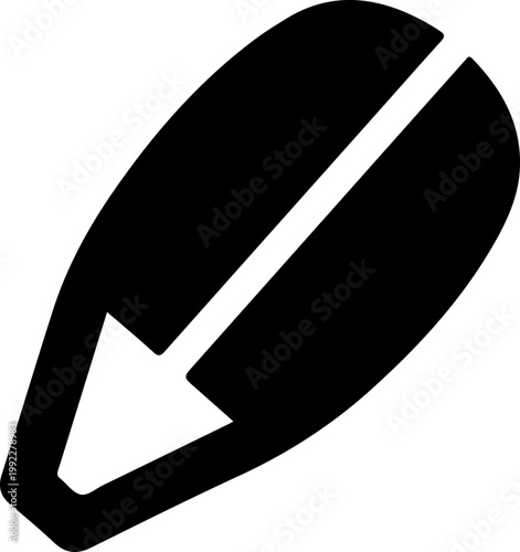 Black, modern arrowhead icon, minimalist design element, vector graphic