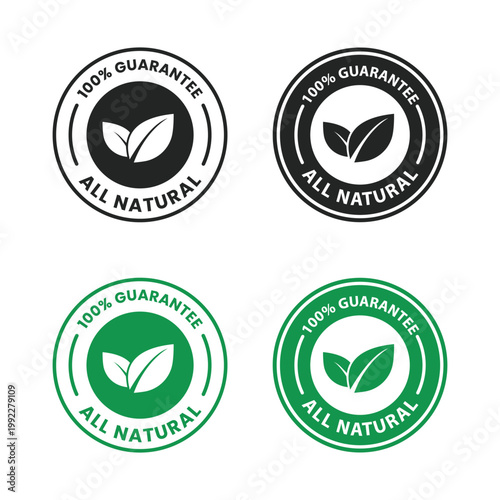 Photos Four circular emblems display a leaf motif indicating a 100 guarantee and all na