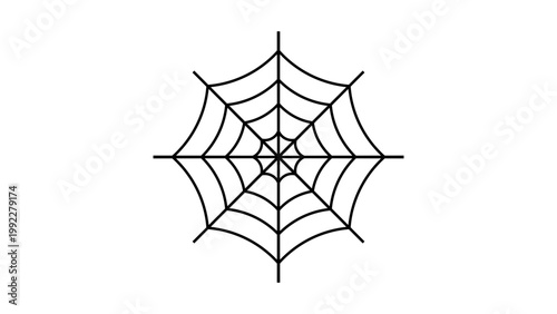 Minimalist Spider Web Vector Icon Illustration with Editable Stroke. Clean black line art on white background, perfect for Halloween, nature, or spooky-themed graphic design and web projects.