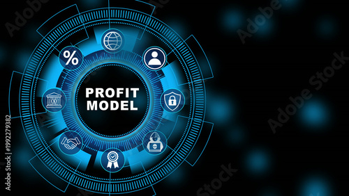 Fotografía Corporate analytics dashboard featuring Profit Model interface with secure finan