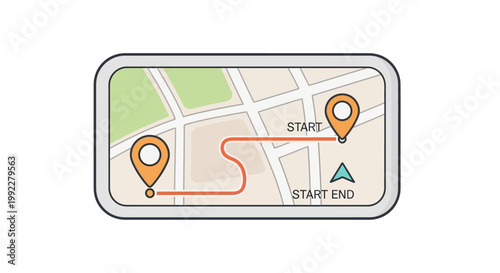 a map with a route marked on it.