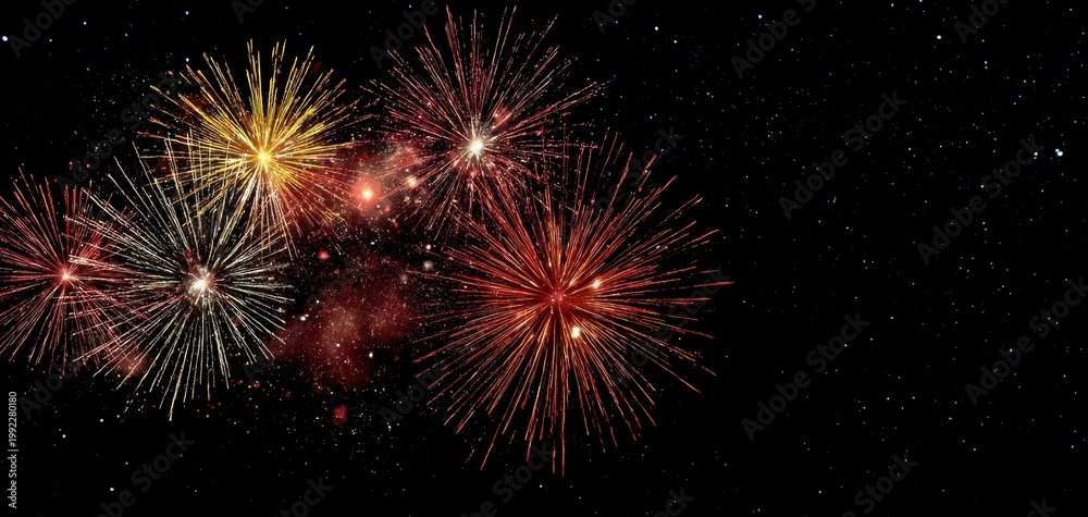 Obraz premium The Fireworks Display Lighting Up a Starry Night Sky with Colorful Explosions