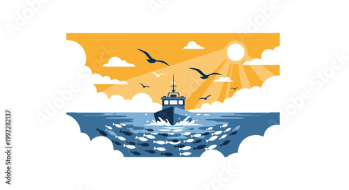 Boat Sailing on the Ocean Water.