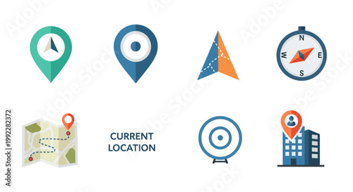 Navigation and location icons set.