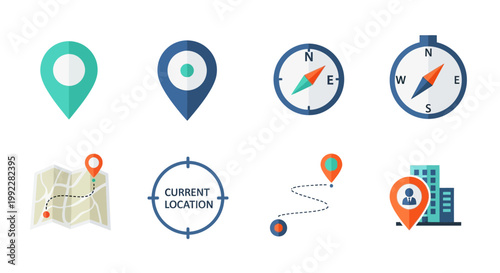 Collection of navigation and location icons.