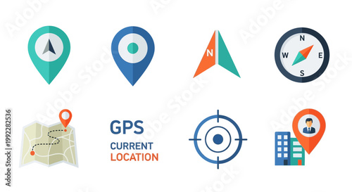 Collection of navigation and location icons.