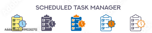 Scheduled Task Manager Element For Design Graphic - Multi Styles. Vector Illustration Of Two Colored And Black. Multiple Icons Designs Can Be Used For Mobile, Ui, Web 