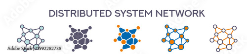 Distributed System Network Element For Design Graphic - Multi Styles. Vector Illustration Of Two Colored And Black. Multiple Icons Designs Can Be Used For Mobile, Ui, Web 